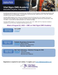 Week of 8/22/2022 Vital Signs Academy CME Opportunities | Midstate EMS